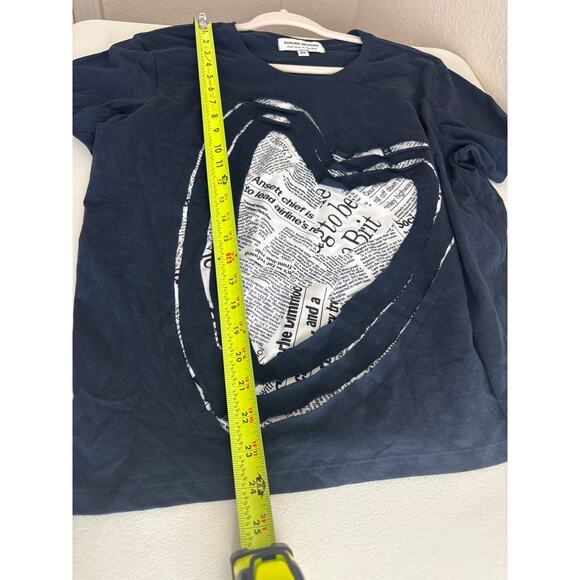 Newspaper Heart Graphic T-shirt Navy Size 2X or XL for oversized Sohung Designs - Picture 4 of 6